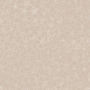 Floral wall line drawing on Beige