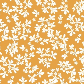 Ditsy White Wildflowers on Turmeric largeyellow large