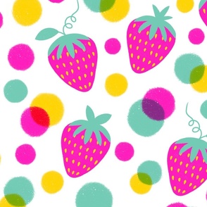 Neon Strawberry Polka Dots