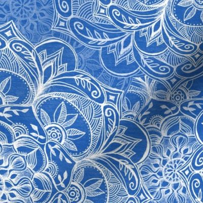 Organic Hand Drawn Mandalas in Cobalt Blue and White