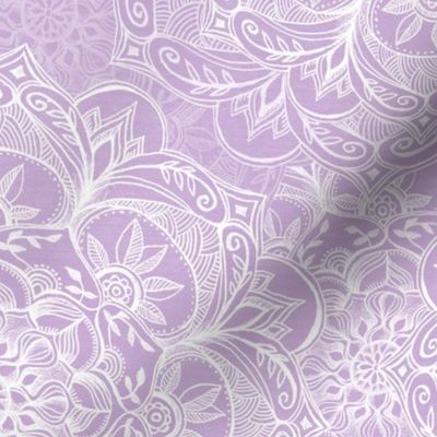 Organic Hand Drawn Mandalas in Soft Lilac Purple and White