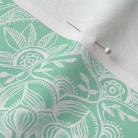 Organic Hand Drawn Mandalas in Pastel Mint Green and White