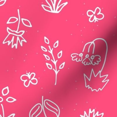 Hot Pink Hand Drawn Floral: Vibrant and Energetic