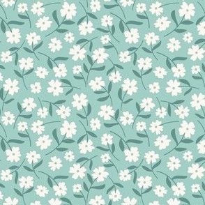 Simple ditsy floral - teal