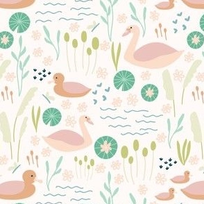 Swan Pond - pastel