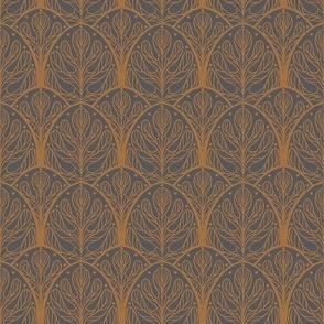 Art Deco Autumn Oak Leaf in Brown and Grey - Small