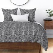 Art Deco Autumn Oak Leaf in Grey - Extra Large