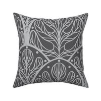 Art Deco Autumn Oak Leaf in Grey - Extra Large