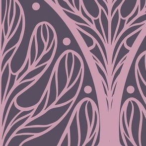 Art Deco Autumn Oak Leaf in Mauve and Plum Purple - Extra large