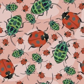 Retro Bugs/light pink background/ large scale