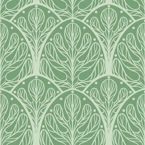 Art Deco Autumn Oak Leaf in Leaf Green - Medium