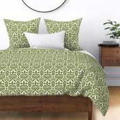 Green and Brown on Cream Bloom Ikat