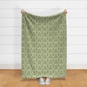 Green and Brown on Cream Bloom Ikat