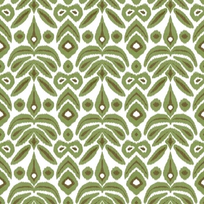 Green ands Brown on White Bloom Ikat copy 2