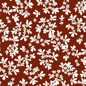 Ditsy White Wildflowers on Chili Powder red large