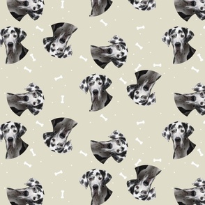Dog Bones Dalmatian  - Design  Beige
