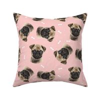 Dog Bones Pug - Design  Pink