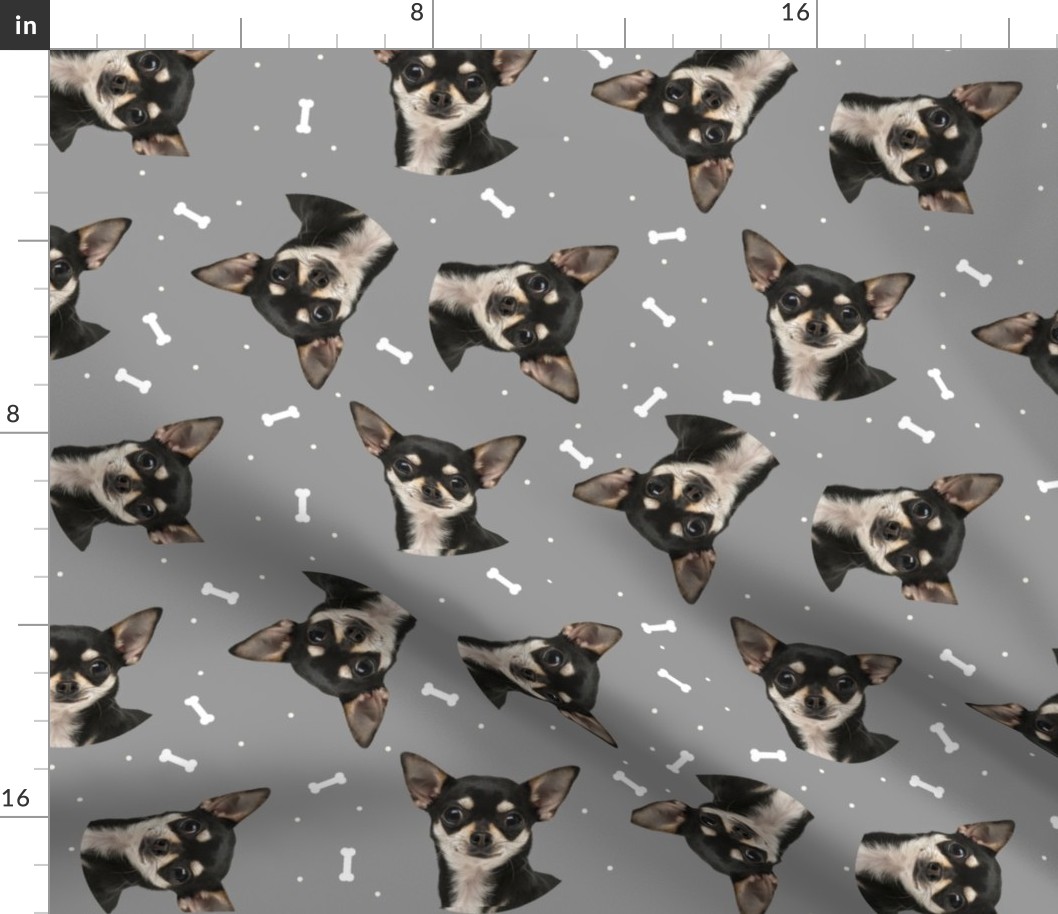 Dog Bones Chihuahua - Design  Grey