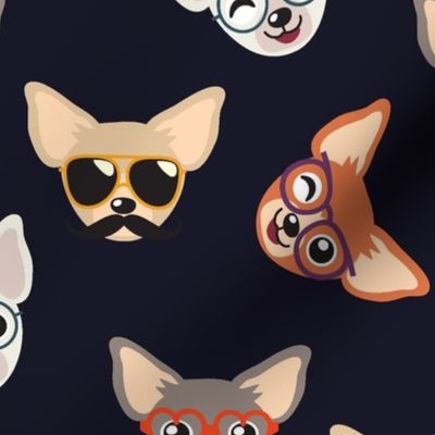 Chihuahua in Glasses - Funny dog design Navy