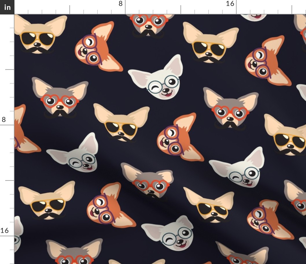 Chihuahua in Glasses - Funny dog design Navy