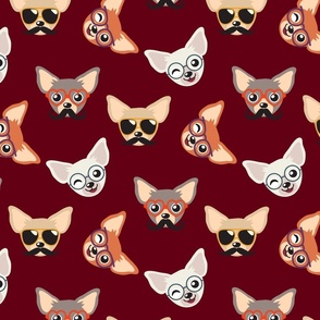 Chihuahua in Glasses - Funny dog design dark red