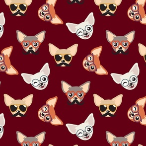 Chihuahua in Glasses - Funny dog design  dark red