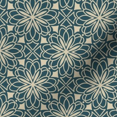 Abstract floral damask - blue