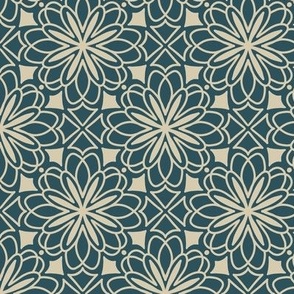 Abstract floral damask - blue