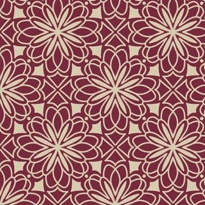 Abstract floral damask - red