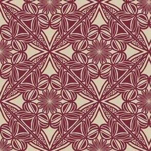 abstract floral tiles - red