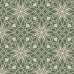 Abstract floral damask - green