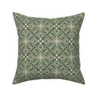 Loopy floral damask - green