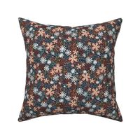 Night Garden Floral - moody flowers on navy  - small