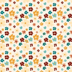 Groovy Floral Cream- Small Scale