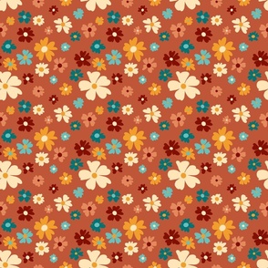 Groovy Floral Rust- Small Scale