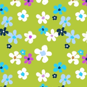 Flower Pattern  Green Background 