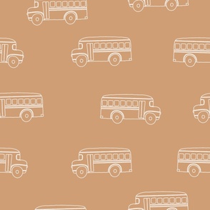 24x24 School Buses - JUMBO Scale - Wallpaper Cure - Back to School - School Wallpaper - Line Art School Bus - Peel and Stick Wallpaper