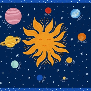 A Solar system sun and planets
