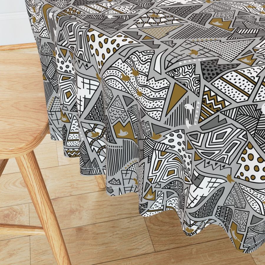 Mountain Melodies - medium scale | grey | black | mustard | ©designsbyroochita