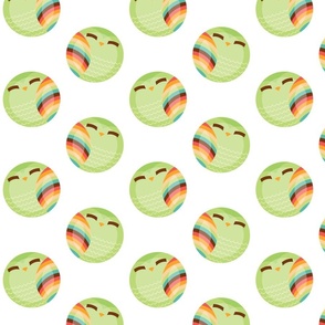 Round Rainbow Owls on White