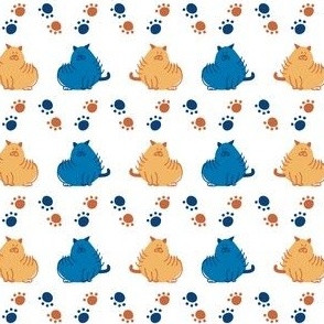  Seamless cartoon pet cat doodle pattern. 