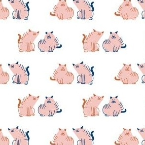  Seamless cartoon pet cat doodle pattern