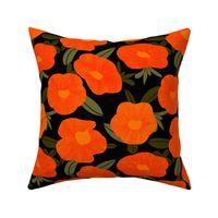 Orange flowers on a Black Background - 10x10