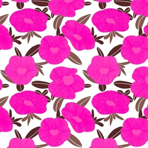 Pink flowers on a White Background - 10x10