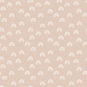 speckled fabric with rainbows - light pink