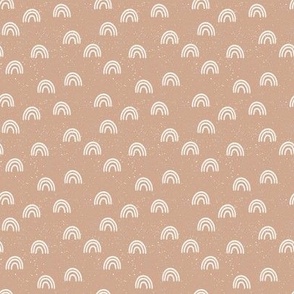 speckled fabric with rainbows - dusty peach