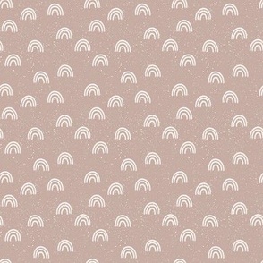 speckled fabric with rainbows - dusty mauve