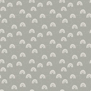 speckled fabric with rainbows - dark gray green