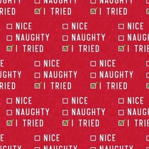 Naughty/Nice/I tried - Christmas - red - C21