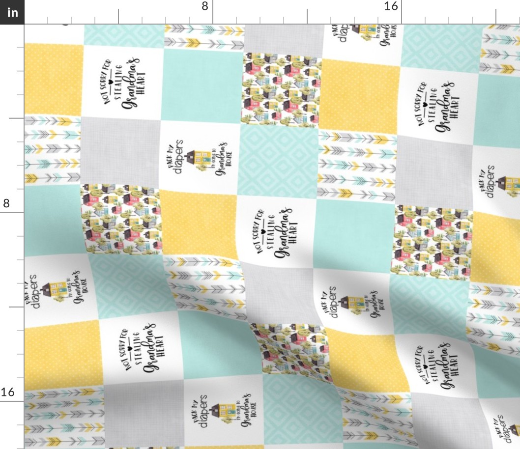 3 inch Pack My Diapers//Grandma - Wholecloth Cheater Quilt - Rotated